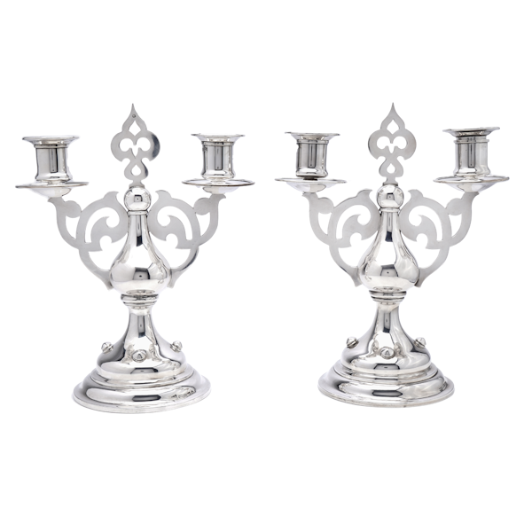 Russian silver pair of candelabras, St.Petersburg 1864 by Egnatiy Sazikov - image 1