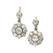 Antique Diamond and Silver Upon Gold Cluster Earrings, Circa 1920, 3.84 Carats - image 1