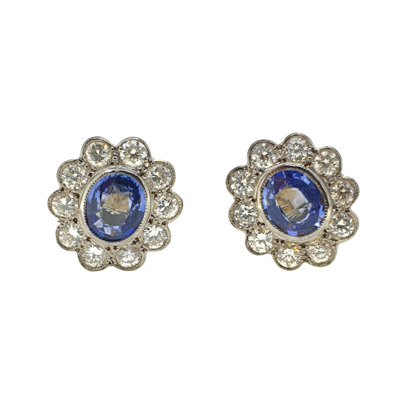 Sapphire and diamond cluster earrings - image 1