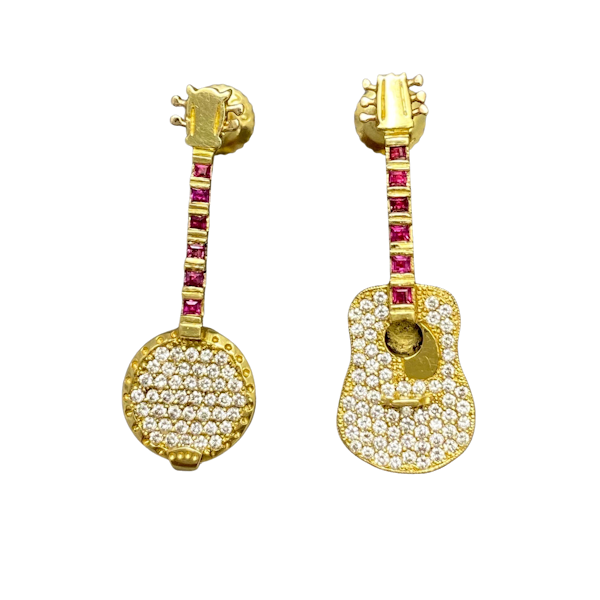 Ruby Diamond Earrings in 18ct Gold date circa 1970, SHAPIRO & Co since1979 - image 1