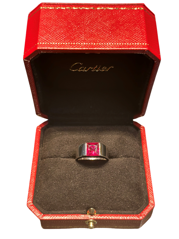 Cartier Vintage Rubellite (Red Tourmaline) Tank Ring - image 1