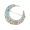 Victorian Opal Diamond and Gold Crescent Brooch, Circa 1880 - image 1