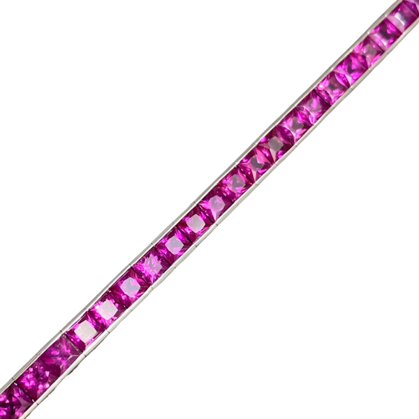 Pink Sapphire Line Bracelet in 18ct White Gold date circa 1980, SHAPIRO & Co since1979 - image 1