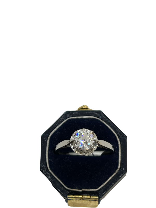 Art Deco French single diamond platinum ring at Deco&Vintage Ltd - image 1