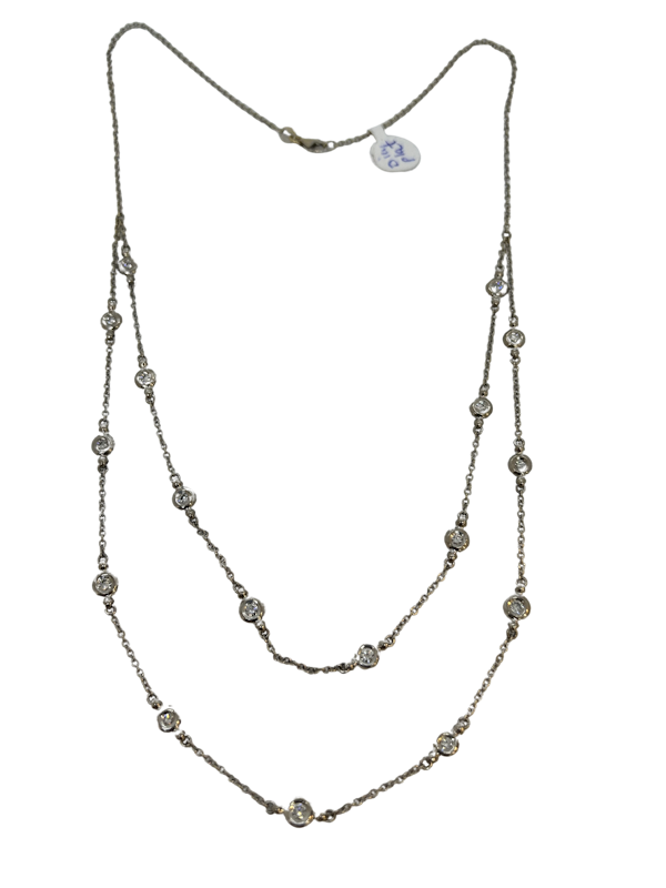 Simple and wearable diamond platinum necklace at Deco&Vintage Ltd - image 1