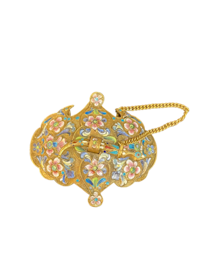 Antique Russian Silver cloisonné shaded enamel buckle, Moscow c.1880.
