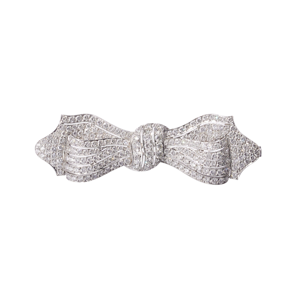 Diamond and White Gold Bow Brooch, Circa 1990, 5.00ct - image 1