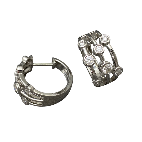 Hoop Diamond Earrings in 18ct White Gold date circa 1980, SHAPIRO & Co since1979 - image 1