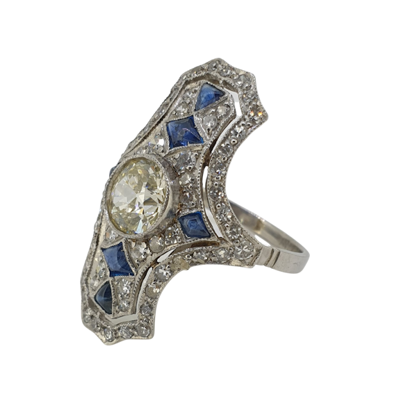 Art Deco sapphire and diamond ring - image 1