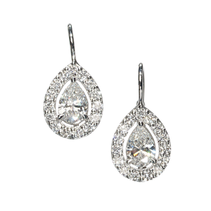 Modern Pear Shape Diamond And White Gold Cluster Earrings