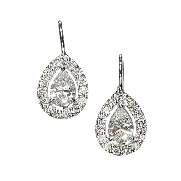 Modern Pear Shape Diamond And White Gold Cluster Earrings - image 1