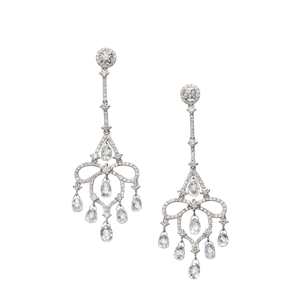 Modern Briolette Diamond And White Gold Drop Earrings, 7.23 Carats