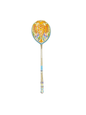 Antique Russian silver enamel large spoon, Moscow c.1900