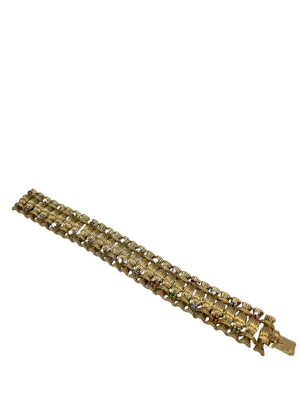 Heavy and chic 1960,s French emeralds rubies and sapphires bracelet at Deco&Vintage Ltd