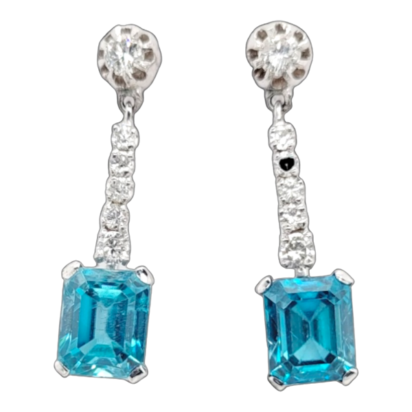 Art deco blue zircon and diamond earrings SKU: 6573 DBGEMS - image 1