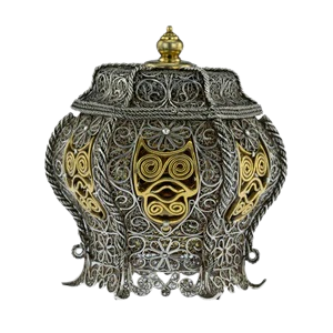 Antique Sumatran Silver Parcel Gilt Betel Container, Indonesia - 18th Century