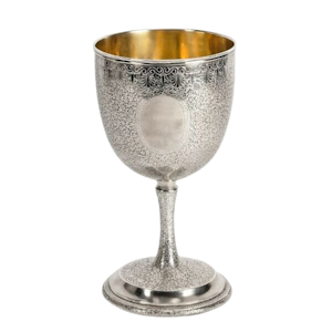 Large Fine Indian Lucknow Solid Silver Goblet Coriander Pattern - c.1870