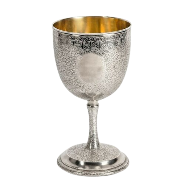 Large Fine Indian Lucknow Solid Silver Goblet Coriander Pattern - c.1870 - image 1