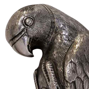 Antique Indian Silver Figural Parasol Handle, Parrot, Kutch, India – C. 1890