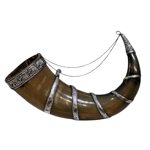Antique Indian Silver Mounted Horn, Trichonopoly, India – Late 19th C - image 1