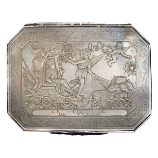 Antique Silver & M.O.P. Snuff Box Depicting Napoleon, China 1810 - image 1