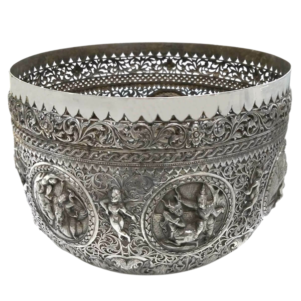 Antique Burmese Silver Pierced Bowl, Maung Hywet Nee - Late 19th C. - image 1
