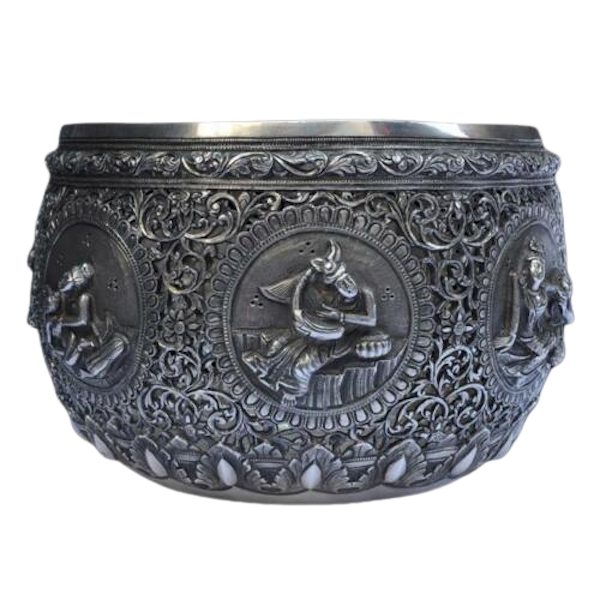 Antique Burmese Silver Bowl, Pierced Design - 19th Century - image 1