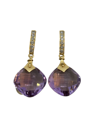 Lovely and wearable amethyst and diamond earrings at Deco&Vintage Ltd