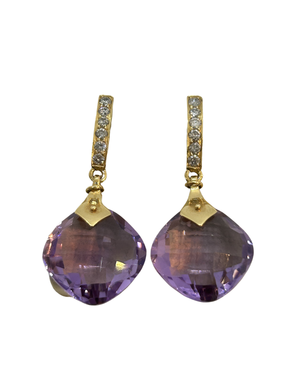 Lovely and wearable amethyst and diamond earrings at Deco&Vintage Ltd - image 1