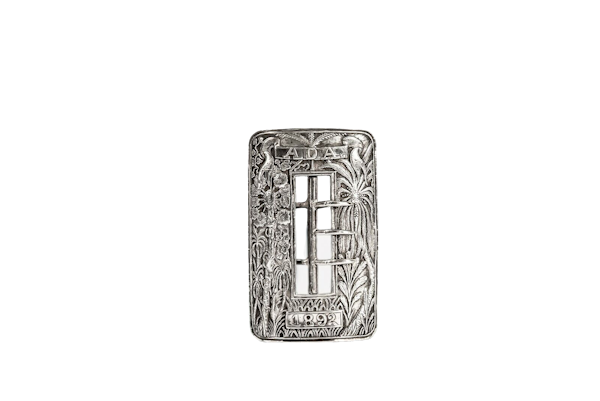 Antique Thai/Dutch East Indies Solid Silver Buckle with Arboreal Motifs - image 1