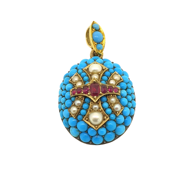 Victorian turquoise decorated pendant - image 1