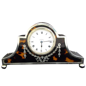 Silver and tortoise shell mantel clock