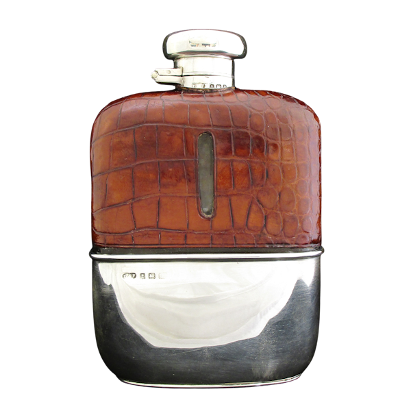 Sterling silver and crocodile Hipflask - image 1