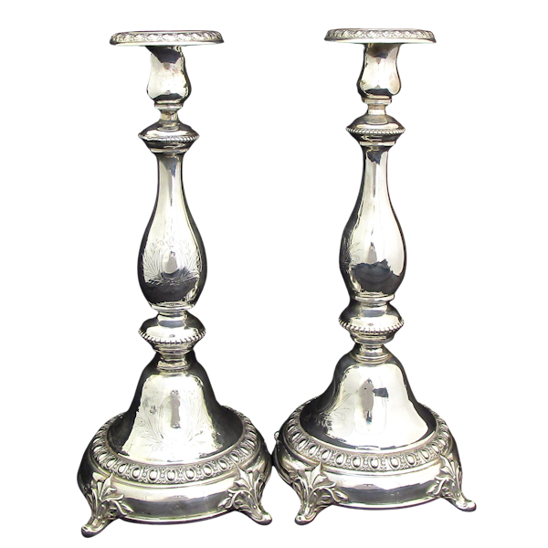 A pair of German silver candlesticks. - image 1
