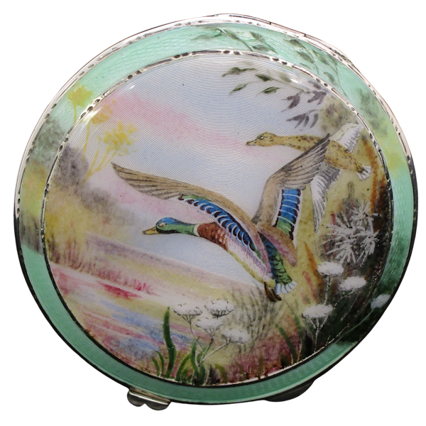 A beautiful sterling silver and enamel compact. - image 1