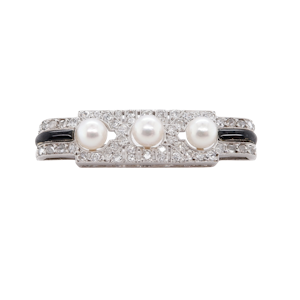 Art Deco diamond and onyx brooch