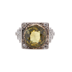 Art Deco chrysoberyl and diamond ring