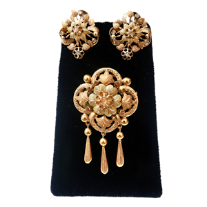 Spanish/Portuguese brooch and earrings set