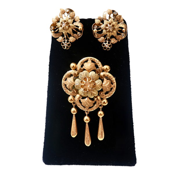 Spanish/Portuguese brooch and earrings set - image 1