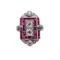 Art Deco ruby and diamond large tablet ring - image 1