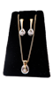 Retro gold and diamond pendant and earrings set on gold chain - image 1