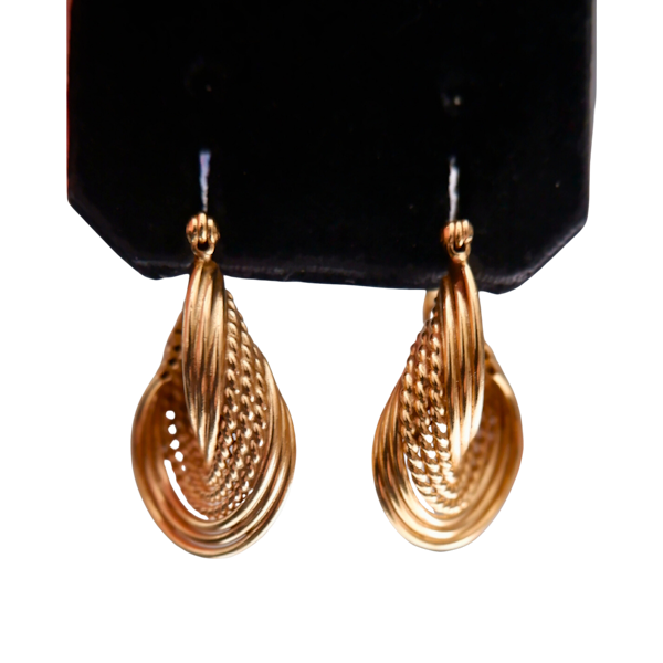 Vintage 14 ct. gold stylised hoop earrings - image 1