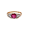 Antique ruby and diamond carved half hoop gold ring - image 1