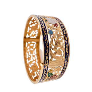 Antique heavy 18 ct. gold multi-coloured enamel bangle