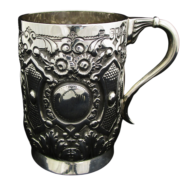 A fine quality silver embossed mug. - image 1