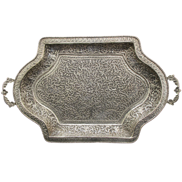 A large Indian silver tray. - image 1