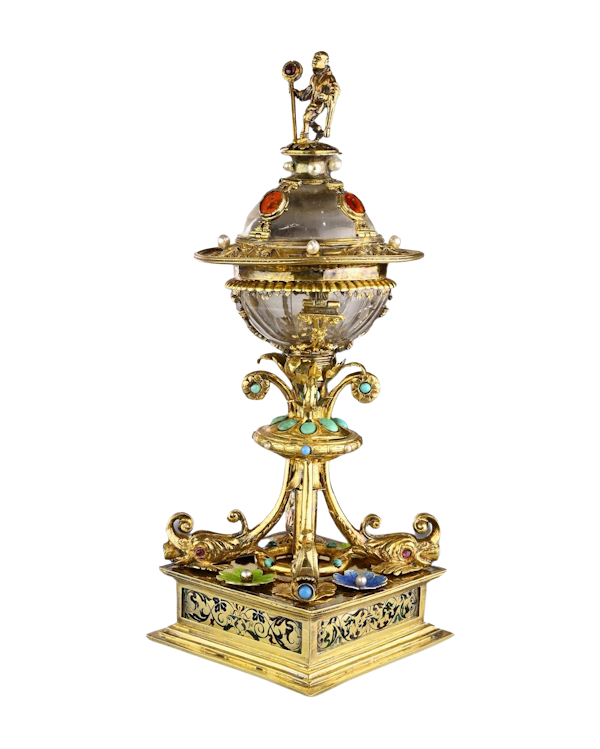 Silver gilt mounted rock crystal table salt. German, 17th - 19th centuries. - image 1