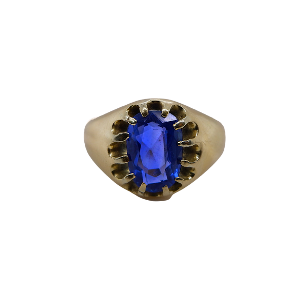 Sapphire solitaire pinky/ladies gold ring - image 1