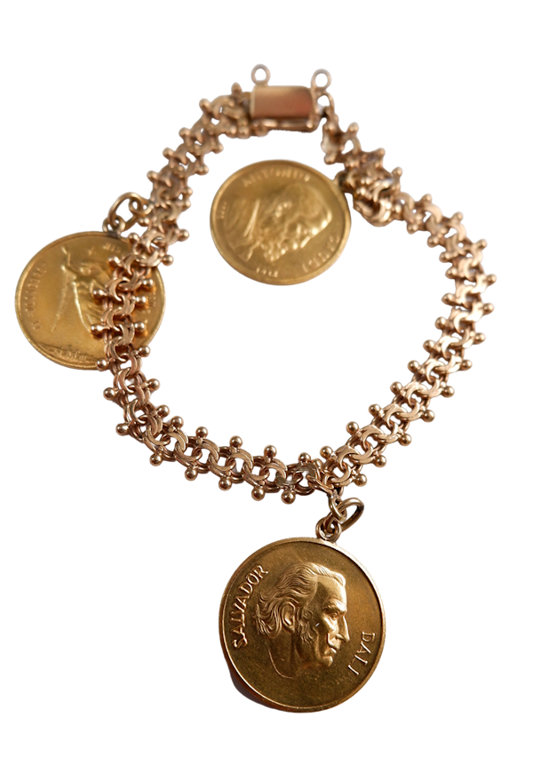 Spanish 18 ct. bracelet with three  22 ct. medals of Spanish cultural icons - image 1