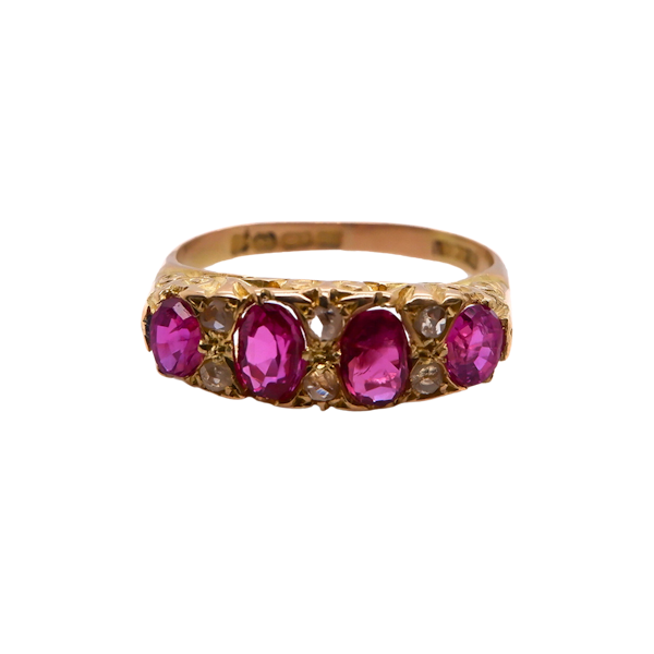 Antique ruby and diamond half hoop ring - image 2